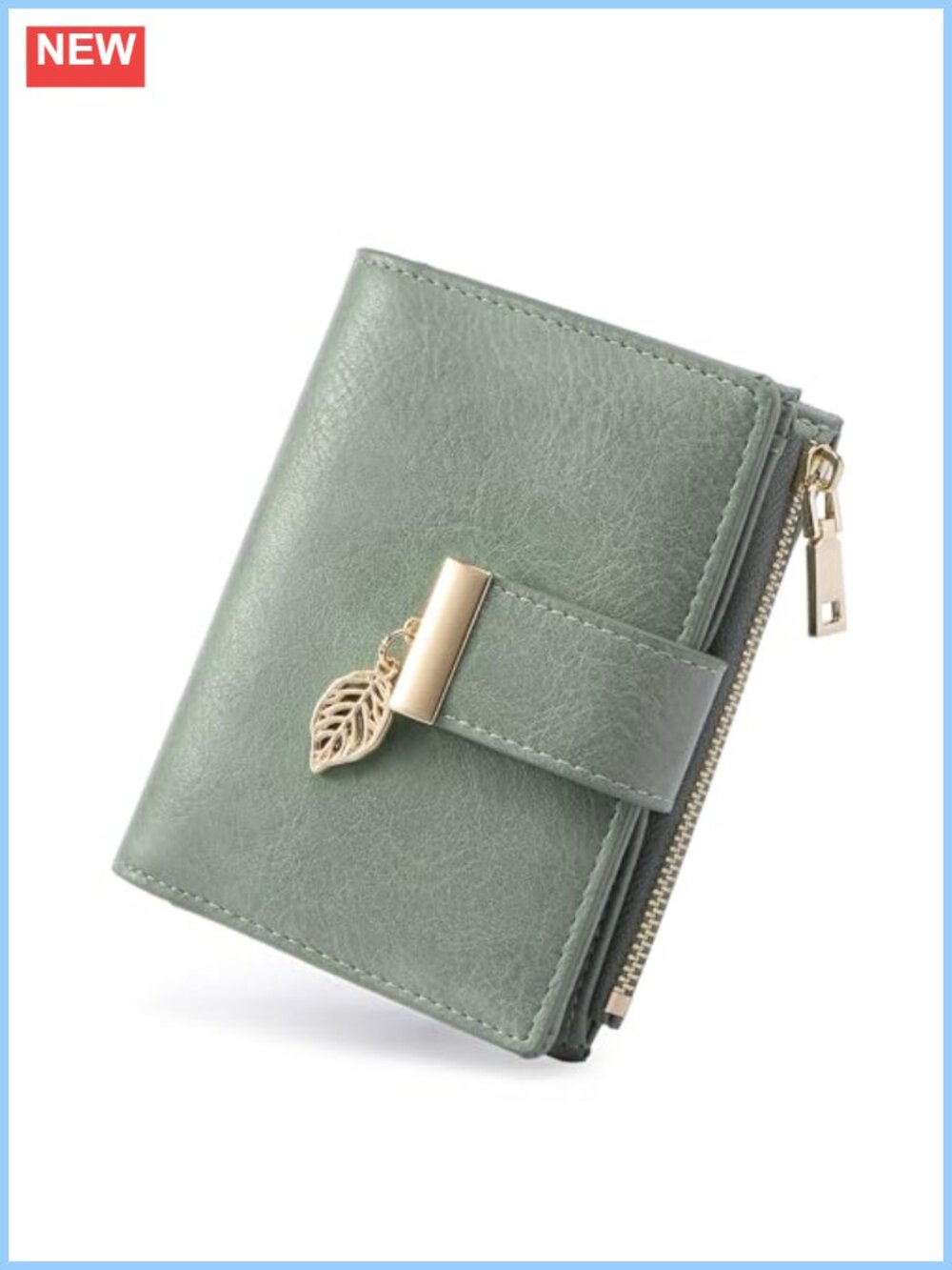 RFID Blocking Bifold Wallet Vegan Leather Card Holder Zipper Coin Pocket